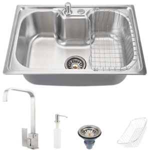 Cuba para cozinha com acessórios carajás e Torneira misturador monocomando gourmet São lorenço pingoo