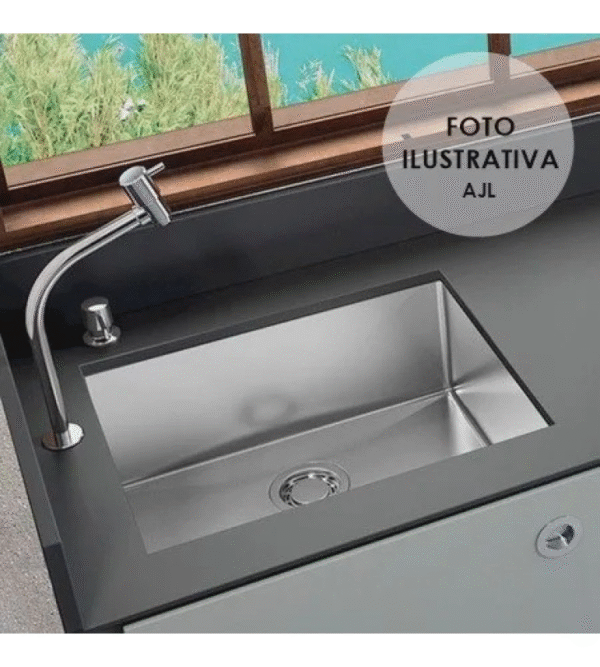 Pia Cuba De Inox Para Cozinha 60x40 Gourmet Luxo Quadrada - Imagem 3