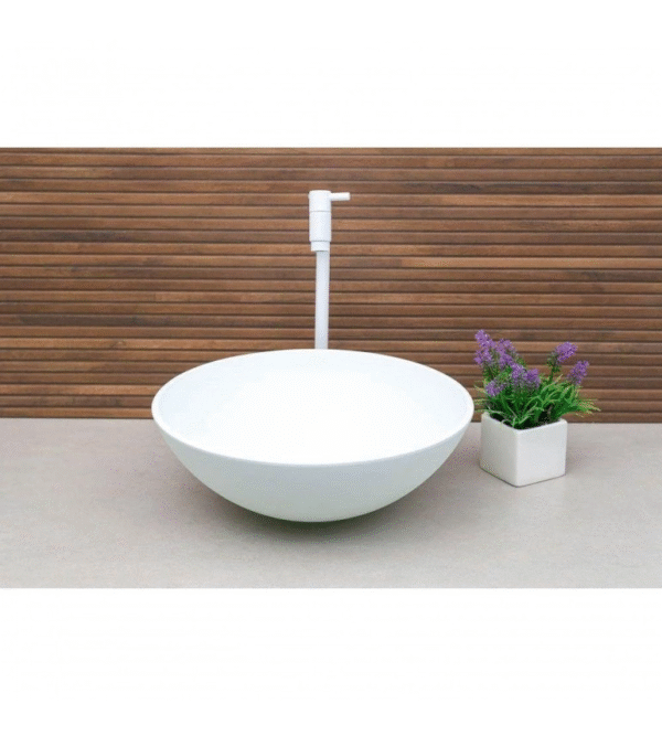 Cuba Para Banheiro De Vidro Redonda 35 Cm Cor: Branco Matte
