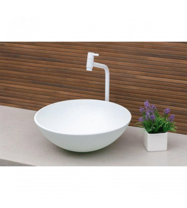 Cuba Para Banheiro De Vidro Redonda 35 Cm Cor: Branco Matte - Imagem 2