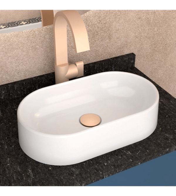 Cuba De Apoio Para Banheiro em Mármore Sintético Nimbus Branco - Cozimax